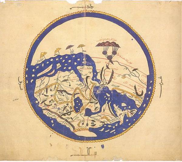 Carte tirée de l'ouvrage d'al Idrisi, XIIe siècle